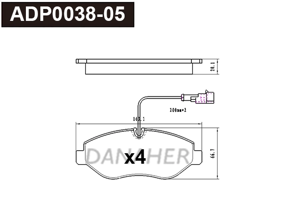 ADP0038-05 DANAHER Комплект тормозных колодок, дисковый тормоз (фото 1)