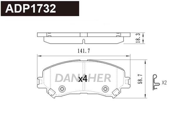 ADP1732 DANAHER Комплект тормозных колодок, дисковый тормоз (фото 1)