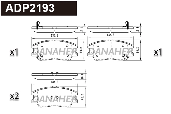 ADP2193 DANAHER Комплект тормозных колодок, дисковый тормоз (фото 1)