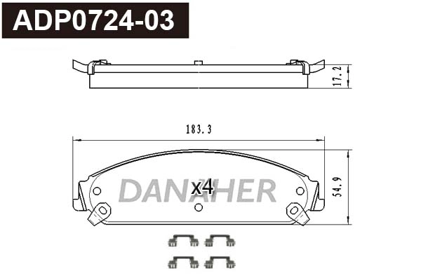 ADP0724-03 DANAHER Комплект тормозных колодок, дисковый тормоз (фото 1)