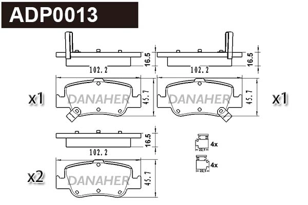 ADP0013 DANAHER Комплект тормозных колодок, дисковый тормоз (фото 1)