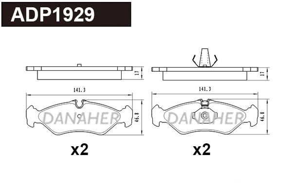 ADP1929 DANAHER Комплект тормозных колодок, дисковый тормоз (фото 1)