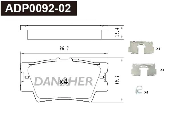 ADP0092-02 DANAHER Комплект тормозных колодок, дисковый тормоз (фото 1)