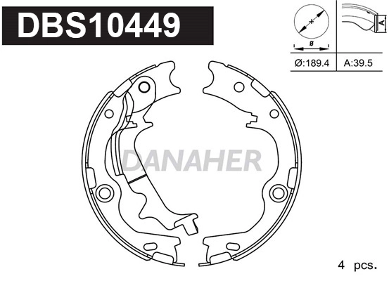 DBS10449 DANAHER Комплект тормозных колодок, стояночная тормозная система (фото 1)