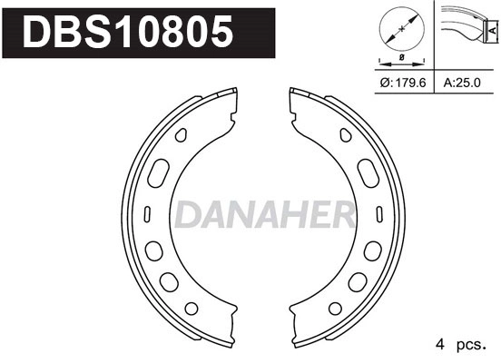 DBS10805 DANAHER Комплект тормозных колодок, стояночная тормозная система (фото 1)