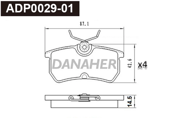 ADP0029-01 DANAHER Комплект тормозных колодок, дисковый тормоз (фото 1)