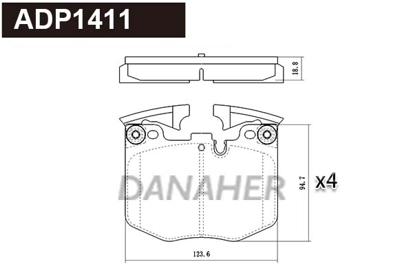 ADP1411 DANAHER Комплект тормозных колодок, дисковый тормоз (фото 1)