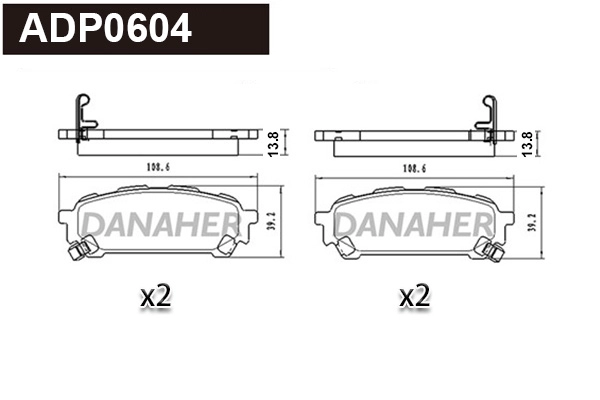 ADP0604 DANAHER Комплект тормозных колодок, дисковый тормоз (фото 1)