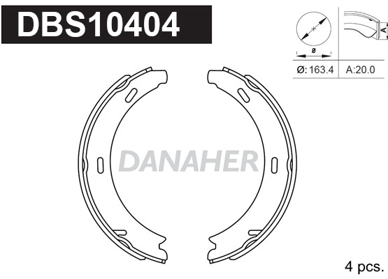 DBS10404 DANAHER Комплект тормозных колодок, стояночная тормозная система (фото 1)