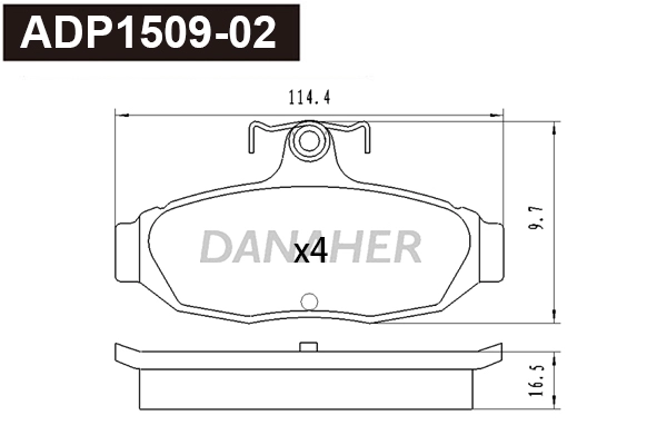 ADP1509-02 DANAHER Комплект тормозных колодок, дисковый тормоз (фото 1)