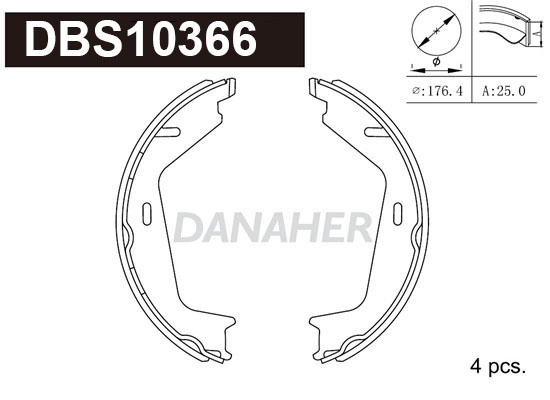 DBS10366 DANAHER Комплект тормозных колодок, стояночная тормозная система (фото 1)