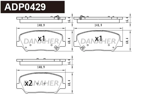 ADP0429 DANAHER Комплект тормозных колодок, дисковый тормоз (фото 1)