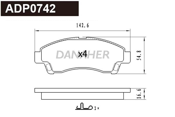 ADP0742 DANAHER Комплект тормозных колодок, дисковый тормоз (фото 1)