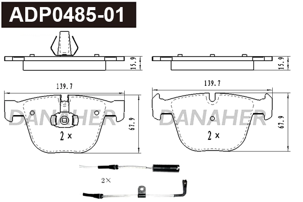 ADP0485-01 DANAHER Комплект тормозных колодок, дисковый тормоз (фото 1)