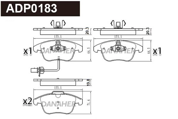 ADP0183 DANAHER Комплект тормозных колодок, дисковый тормоз (фото 1)