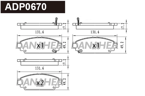 ADP0670 DANAHER Комплект тормозных колодок, дисковый тормоз (фото 1)