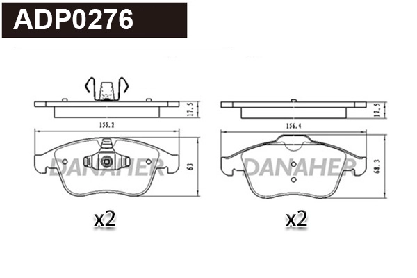 ADP0276 DANAHER Комплект тормозных колодок, дисковый тормоз (фото 1)