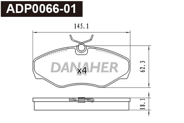 ADP0066-01 DANAHER Комплект тормозных колодок, дисковый тормоз (фото 1)