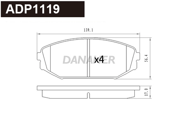 ADP1119 DANAHER Комплект тормозных колодок, дисковый тормоз (фото 1)