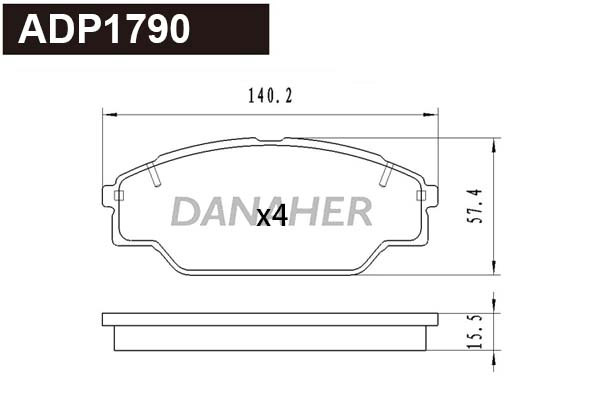 ADP1790 DANAHER Комплект тормозных колодок, дисковый тормоз (фото 1)