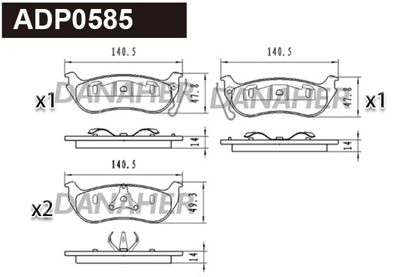 ADP0585 DANAHER Комплект тормозных колодок, дисковый тормоз (фото 1)