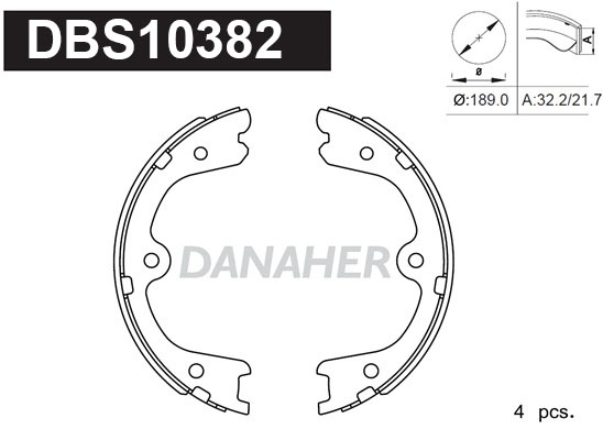 DBS10382 DANAHER Комплект тормозных колодок, стояночная тормозная система (фото 1)