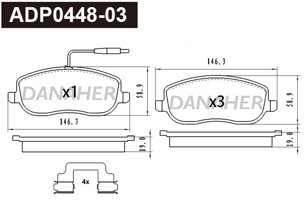 ADP0448-03 DANAHER Комплект тормозных колодок, дисковый тормоз (фото 1)