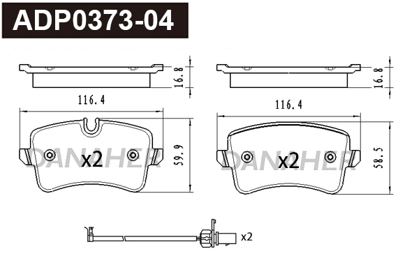 ADP0373-04 DANAHER Комплект тормозных колодок, дисковый тормоз (фото 1)