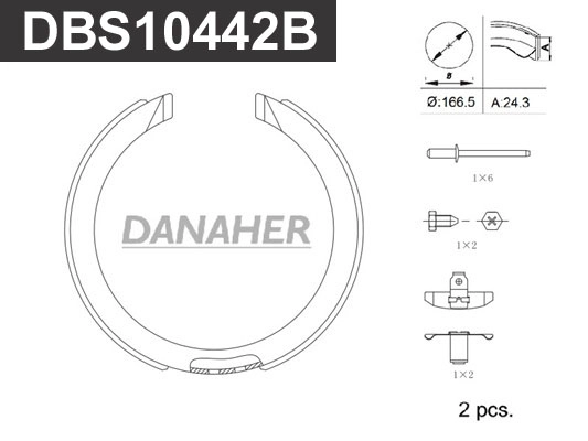 DBS10442B DANAHER Комплект тормозных колодок, стояночная тормозная система (фото 1)