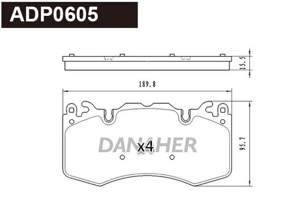 ADP0605 DANAHER Комплект тормозных колодок, дисковый тормоз (фото 1)