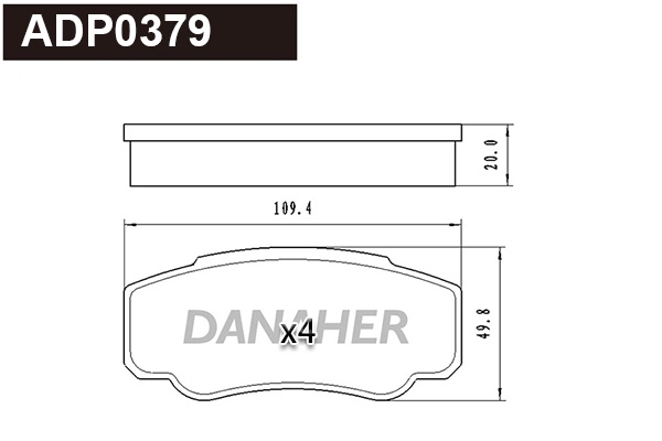 ADP0379 DANAHER Комплект тормозных колодок, дисковый тормоз (фото 1)