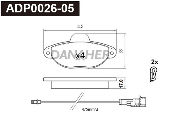 ADP0026-05 DANAHER Комплект тормозных колодок, дисковый тормоз (фото 1)