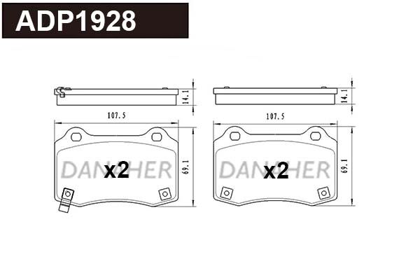 ADP1928 DANAHER Комплект тормозных колодок, дисковый тормоз (фото 1)