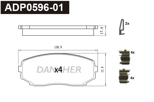 ADP0596-01 DANAHER Комплект тормозных колодок, дисковый тормоз (фото 1)