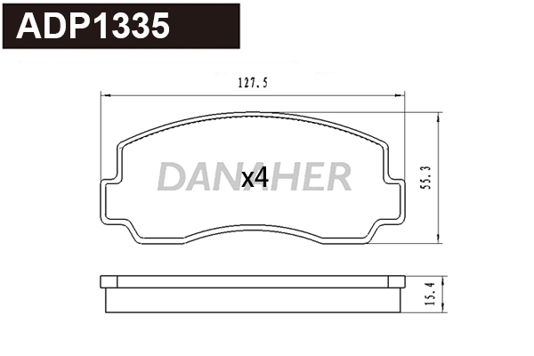 ADP1335 DANAHER Комплект тормозных колодок, дисковый тормоз (фото 1)