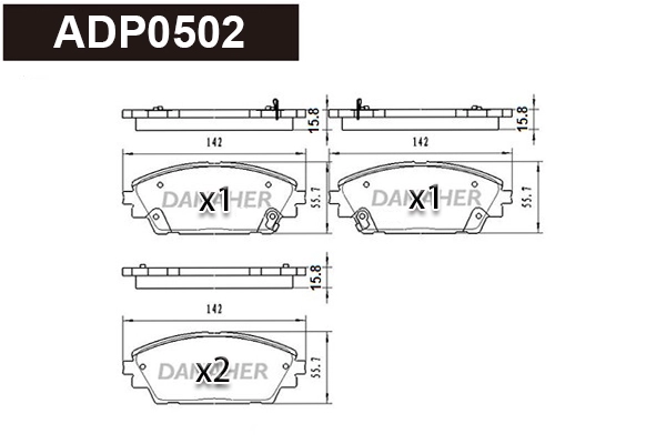 ADP0502 DANAHER Комплект тормозных колодок, дисковый тормоз (фото 1)