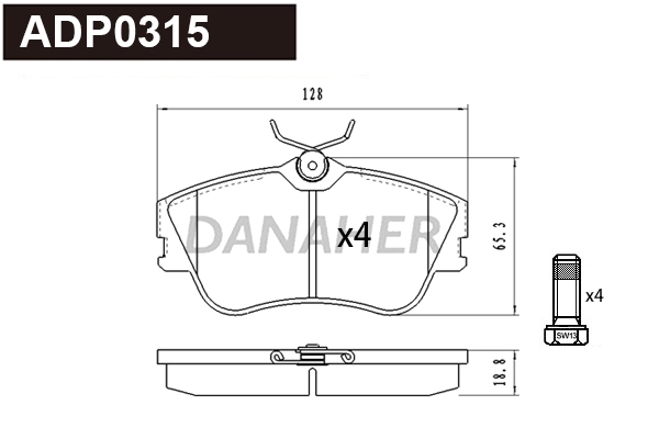 ADP0315 DANAHER Комплект тормозных колодок, дисковый тормоз (фото 1)