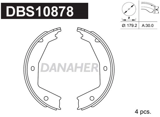 DBS10878 DANAHER Комплект тормозных колодок, стояночная тормозная система (фото 1)