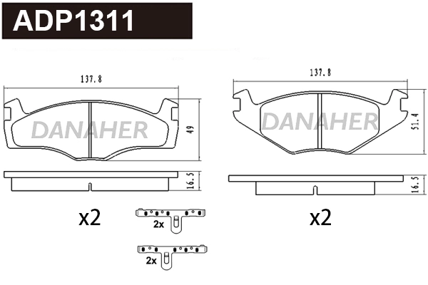 ADP1311 DANAHER Комплект тормозных колодок, дисковый тормоз (фото 1)