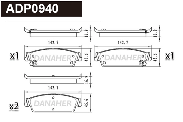 ADP0940 DANAHER Комплект тормозных колодок, дисковый тормоз (фото 1)
