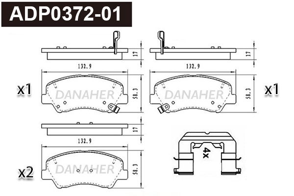 ADP0372-01 DANAHER Комплект тормозных колодок, дисковый тормоз (фото 1)