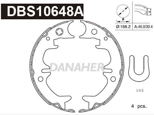 DBS10648A DANAHER Комплект тормозных колодок, стояночная тормозная система (фото 1)