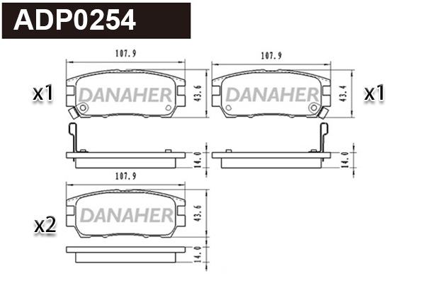 ADP0254 DANAHER Комплект тормозных колодок, дисковый тормоз (фото 1)