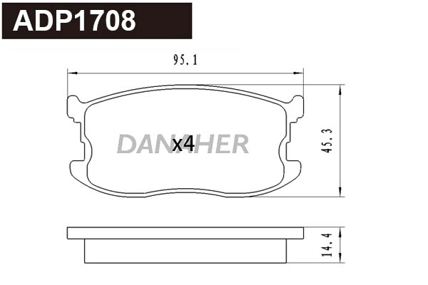 ADP1708 DANAHER Комплект тормозных колодок, дисковый тормоз (фото 1)