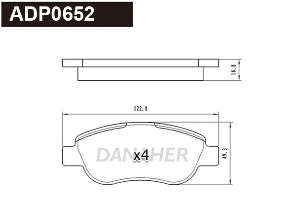 ADP0652 DANAHER Комплект тормозных колодок, дисковый тормоз (фото 1)