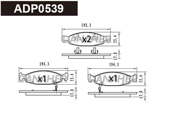 ADP0539 DANAHER Комплект тормозных колодок, дисковый тормоз (фото 1)