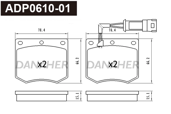 ADP0610-01 DANAHER Комплект тормозных колодок, дисковый тормоз (фото 1)