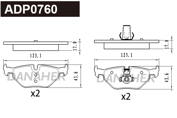 ADP0760 DANAHER Комплект тормозных колодок, дисковый тормоз (фото 1)