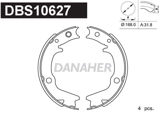 DBS10627 DANAHER Комплект тормозных колодок, стояночная тормозная система (фото 1)