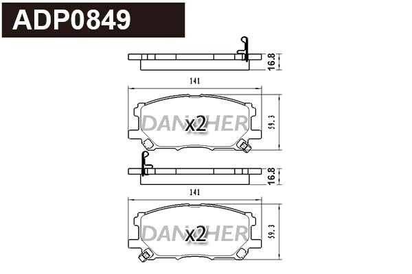 ADP0849 DANAHER Комплект тормозных колодок, дисковый тормоз (фото 1)